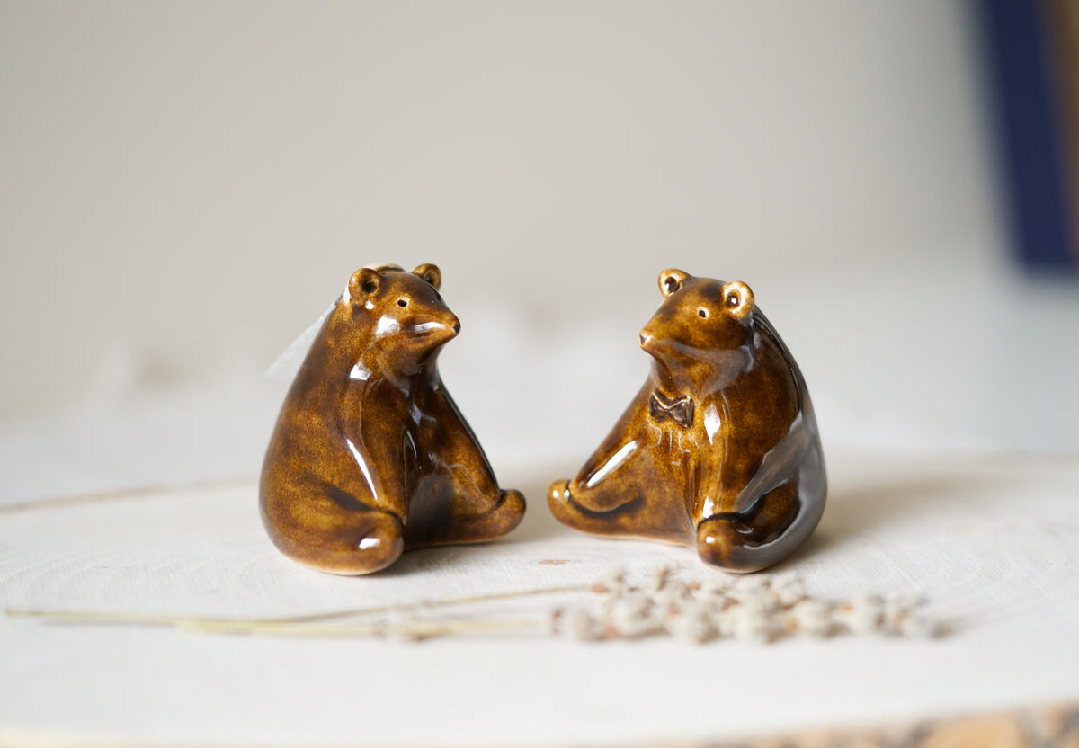 Handmade Ceramic Bear Cake Topper Figurines
