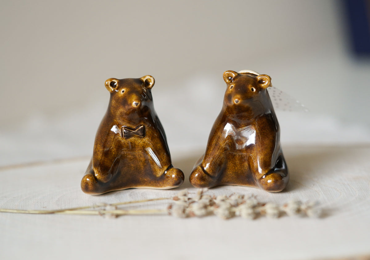 Handmade Ceramic Bear Cake Topper Figurines