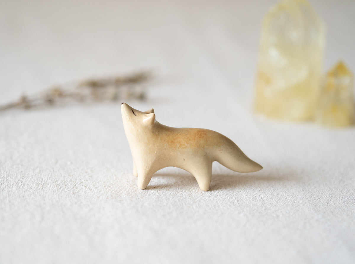 Handmade Ceramic Arctic Fox Figurine