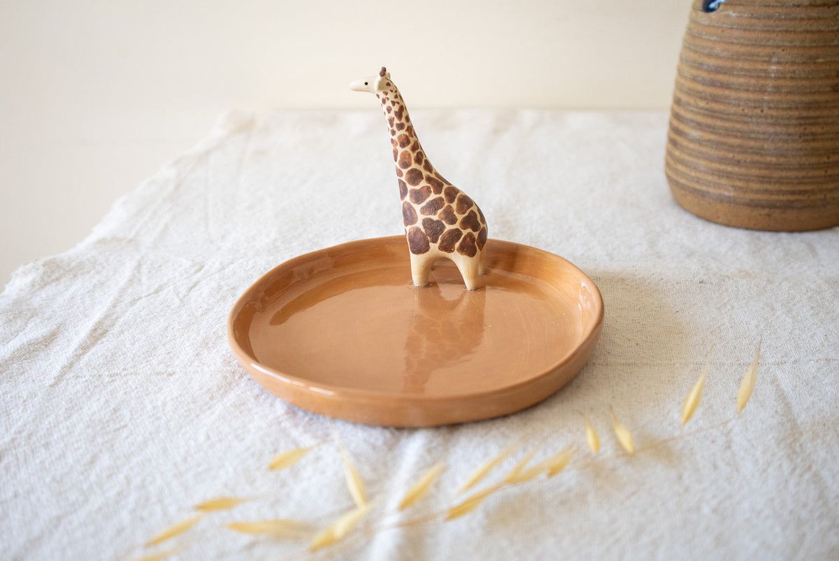 Handmade Ceramic Trinket Dish with Giraffe