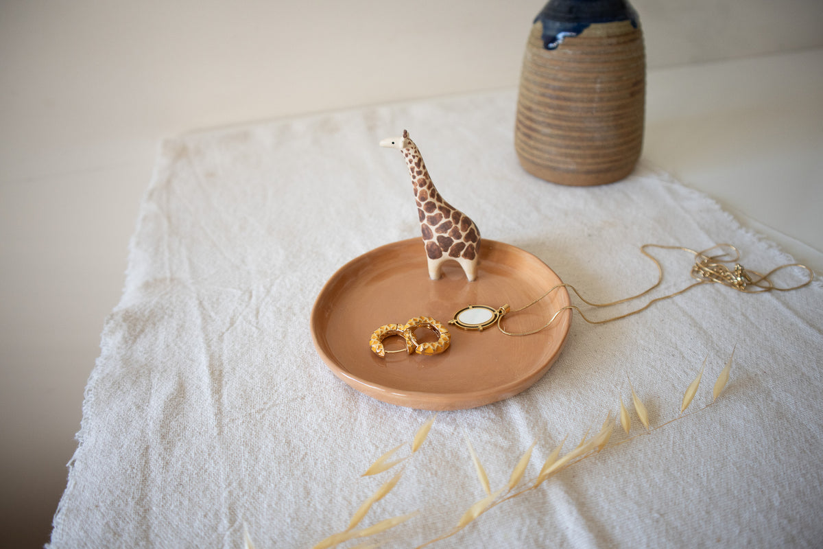 Handmade Ceramic Trinket Dish with Giraffe