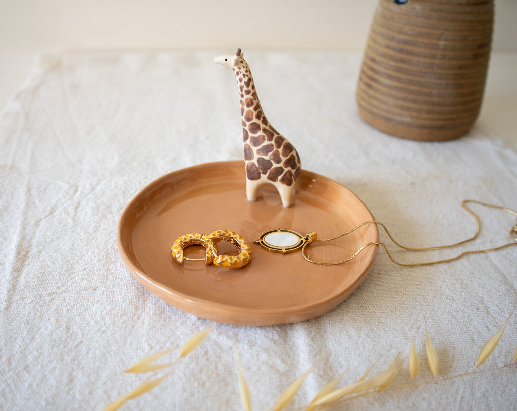 Handmade Ceramic Trinket Dish with Giraffe