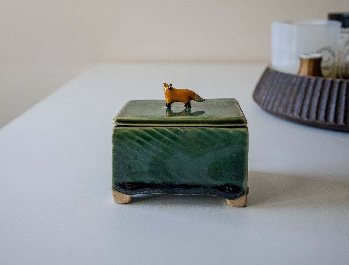 Handmade Ceramic Trinket Box with Fox