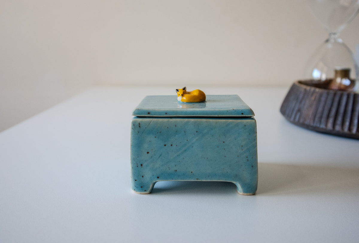 Handmade Ceramic Trinket Box with Fox