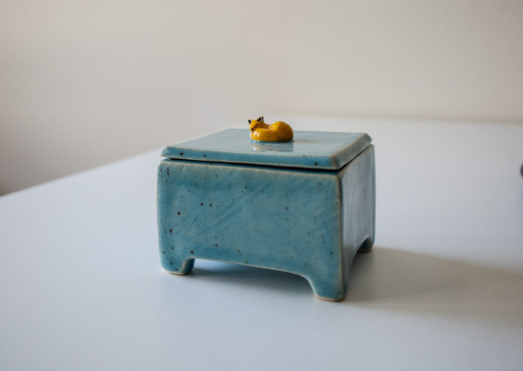 Handmade Ceramic Trinket Box with Fox