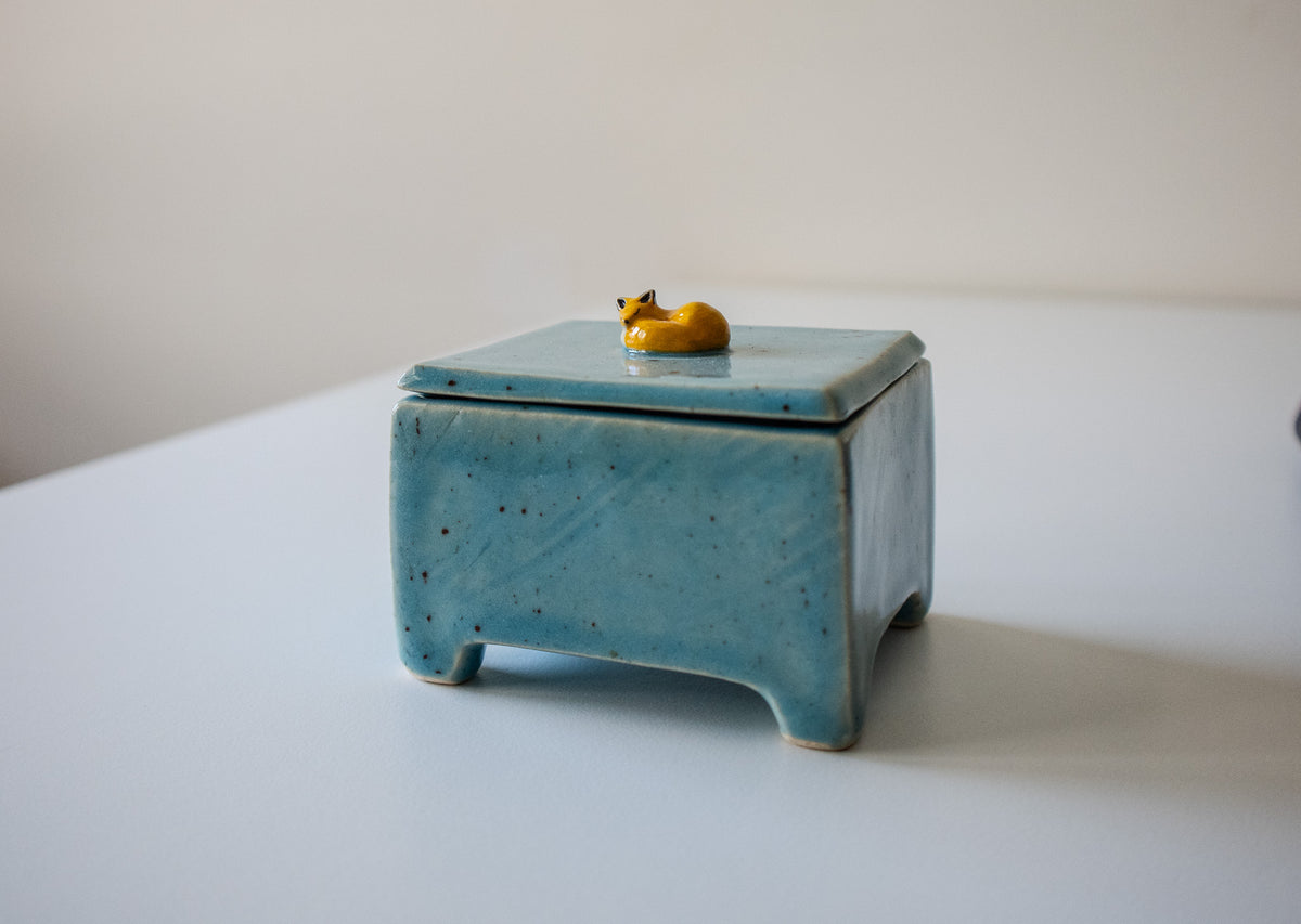 Handmade Ceramic Trinket Box with Fox