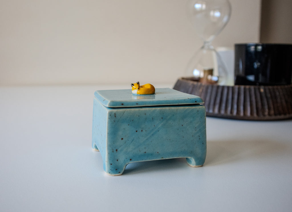 Handmade Ceramic Trinket Box with Fox